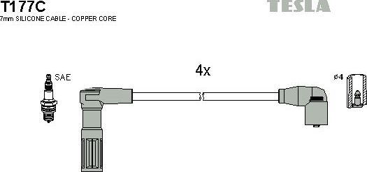 Высоковольтные провода (провода зажигания) (комплект) Tesla. Артикул T177C
