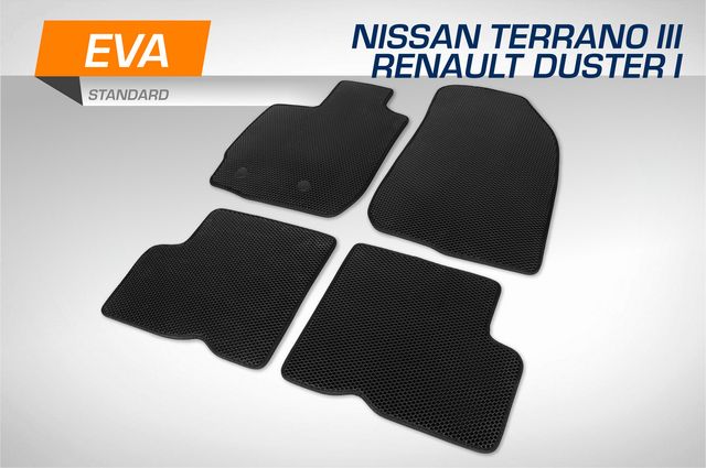 Коврики AutoFlex в салон автомобиля EVA (ЭВА, ЕВА) Standart для Renault Duster I поколение рестайлинг (передний и полный привод) 2015-2021. Артикул 6470101