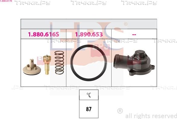 Термостат EPS Made in Italy - OE Equivalent для SEAT Cordoba II 2002-2009. Артикул 1.880.617K