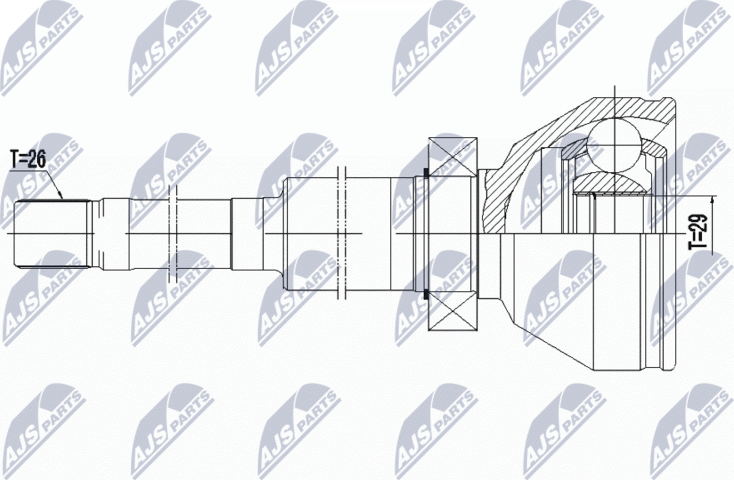 Шрус внутренний (граната) NTY. Артикул NPW-VV-072