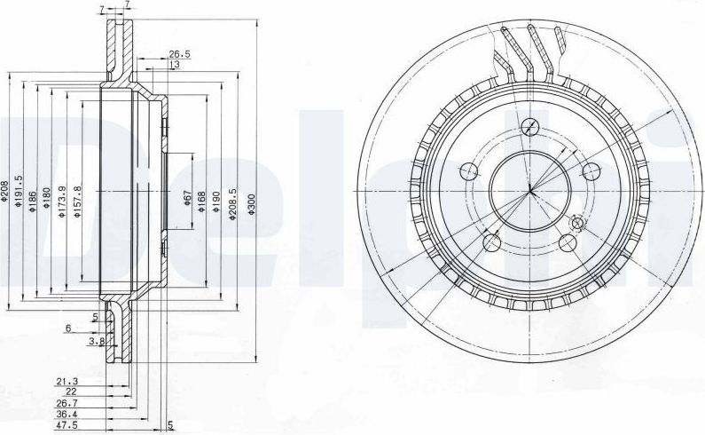 Тормозной диск Delphi. Артикул BG3726