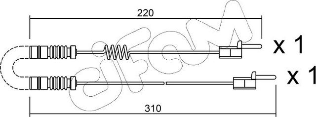 Датчик износа тормозных колодок  Metelli передний для Neoplan Spaceliner 1990-2026. Артикул SU.171K