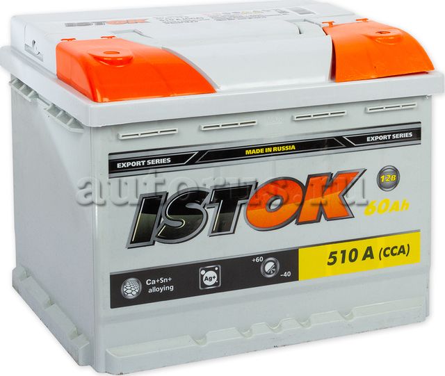 Аккумулятор ИСТОК 60 А/ч обратная R+ 242x175x190 EN510 А (Istok). Артикул 6CT-60NR