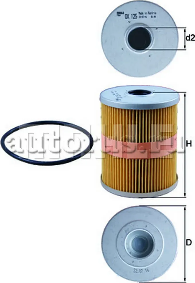 Фильтр масляный (Mahle/Knecht). Артикул OX125