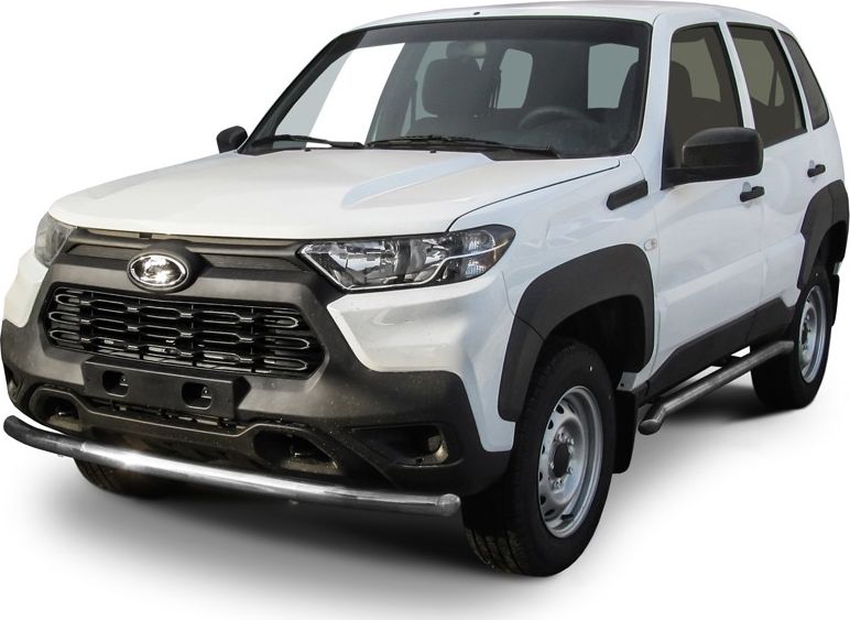 Защита Slitkoff переднего бампера d57 для Lada Niva Travel 2020-2026. Артикул NivTR006