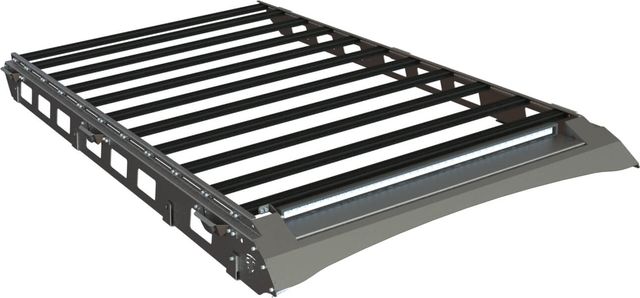 Экспедиционный багажник STC для Toyota Land Cruiser 76 1984-2007 шторка, дальний и рабочий свет. Артикул STC-TLC76-TR1-L1L3