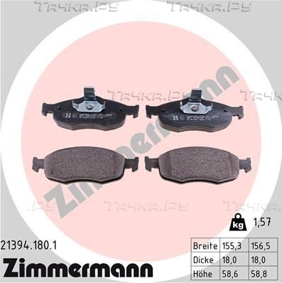 Тормозные колодки Zimmermann передние для Ford Scorpio II 1994-1998. Артикул 21394.180.1