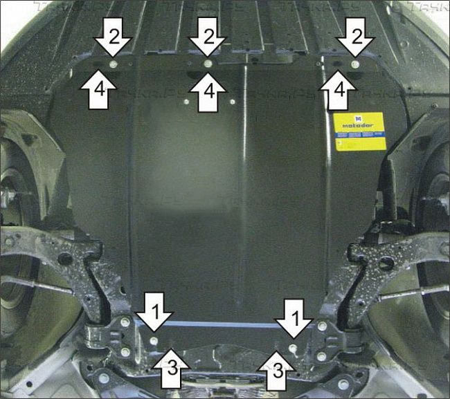 Защита Мотодор усиленная для картера, КПП Ford C-Max I 2003-2010. Артикул 70747