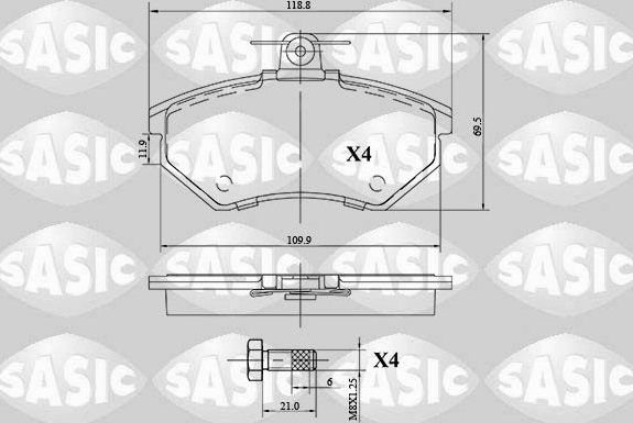 Тормозные колодки Sasic. Артикул 6216101