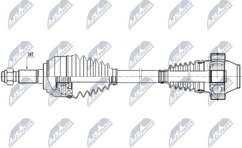 Полуось (привод в сборе, приводной вал) NTY. Артикул NPW-AU-025