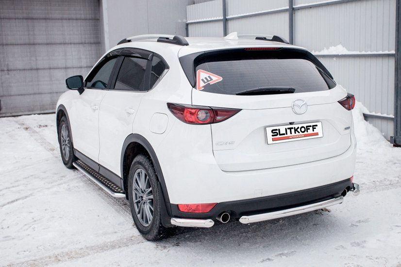 Защита Slitkoff заднего бампера d57 для Mazda CX-5 II 2017-2026. Артикул MZCX175-06