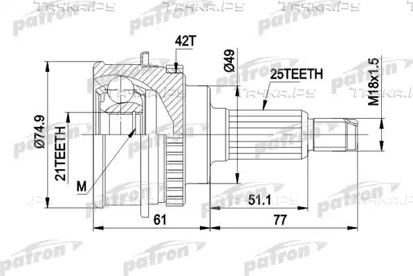 Шрус наружный (граната) Patron. Артикул PCV1266