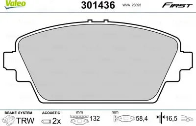 Колодки торм. пер. HONDA ACCORD (Valeo). Артикул 301436