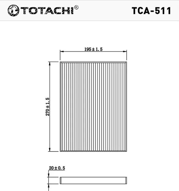 Фильтр салона TOTACHI TCA-511  9586164J00  CU2138 Totachi. Артикул TCA511