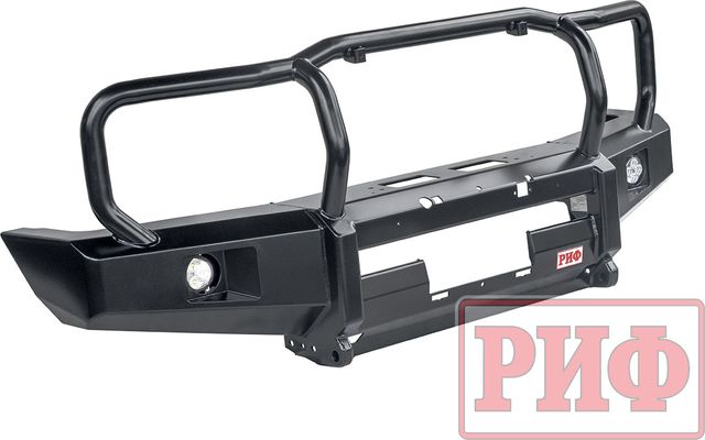 Бампер силовой РИФ передний c доп. фарами и защит. дугой, под штат. лебедку для Toyota Land Cruiser 78 2008-2026. Артикул RIF076-12350