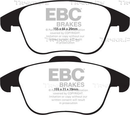 Тормозные колодки EBC Brakes передние для SEAT Alhambra II 2010-2026. Артикул DP21997