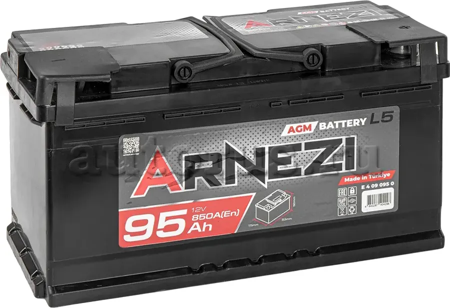 Аккумулятор Arnezi AGM Start 95 А/ч обратный R(+) 353х175х190 L5 EN850 A Arnezi. Артикул E4090950