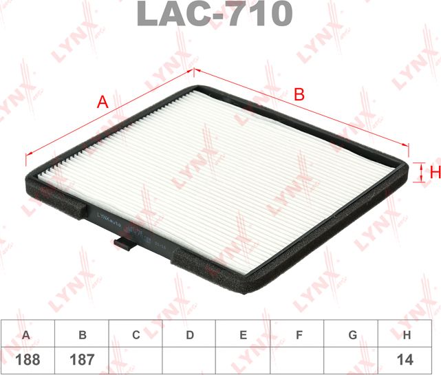 Салонный фильтр LYNXauto. Артикул LAC-710