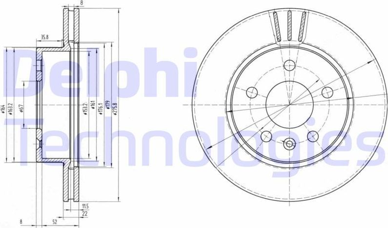 Тормозной диск Delphi. Артикул BG3296