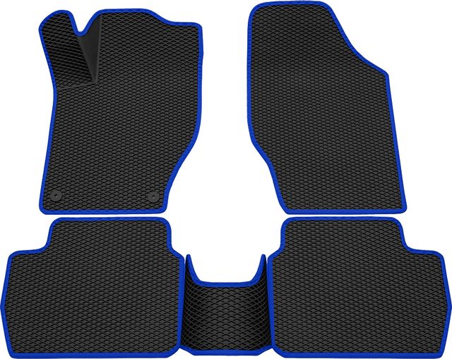 Коврики Rezkon 3D EVA ромб резиновые для салона Citroen C4 I 2004-2011 Синий кант. Артикул 9213005103