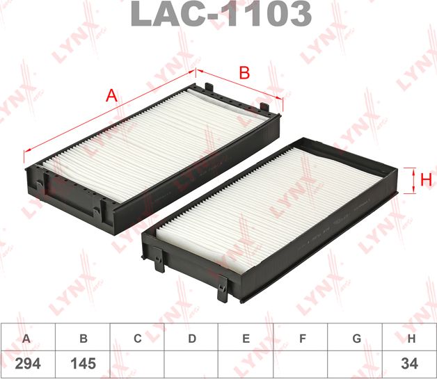 Салонный фильтр LYNXauto для BMW X6 II (F16) 2014-2019. Артикул LAC-1103