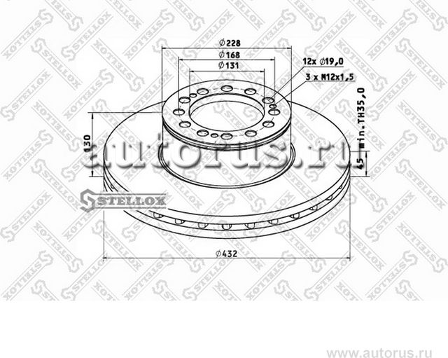 85-00714-SX_диск тормозной !432/131x45/130 12n-168-d19 /MAN WMA M38.../T01/02/03 (Stellox). Артикул 8500714SX