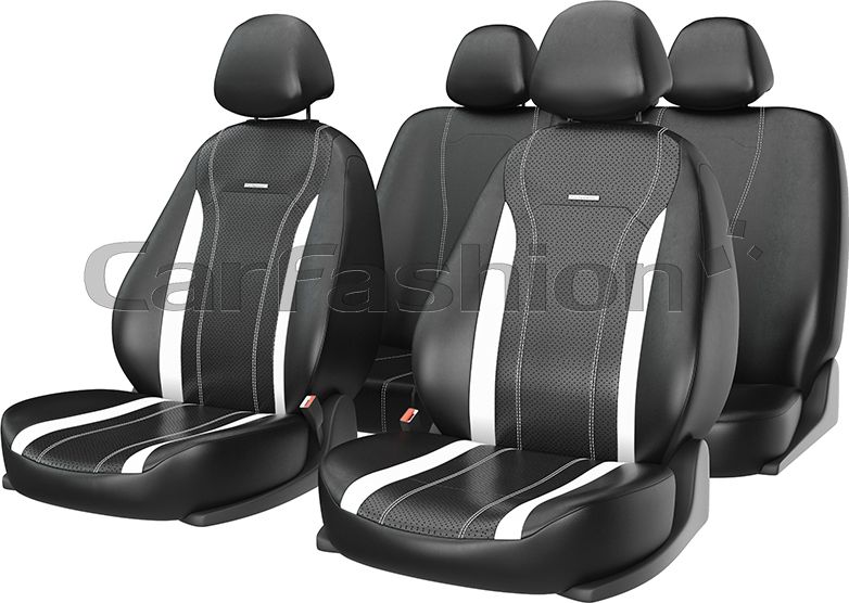 Чехлы универсальные CarFashion Tiltan на сидения авто, цвет Белый/Черный/Белый. Артикул 11154