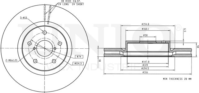 Диск тормозной (Unio). Артикул BRD-20387