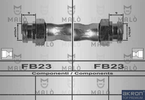 Тормозной шланг Malò задний для Fiat Panda III 2012-2026. Артикул 80174