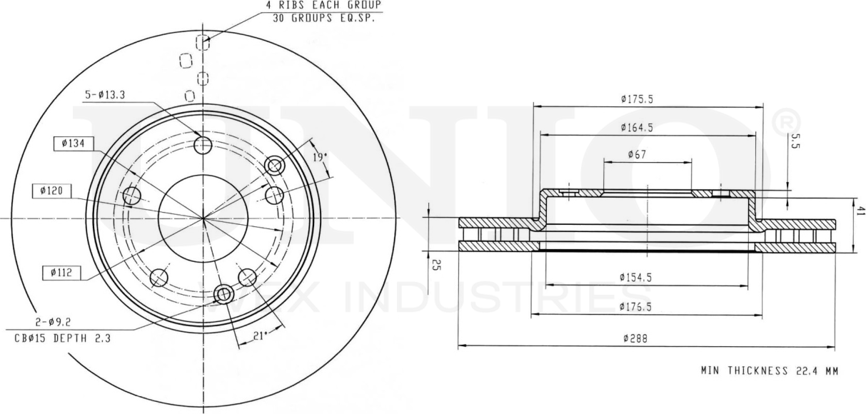 Диск тормозной (Unio). Артикул BRD-20152