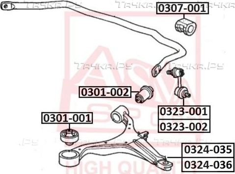 Стойка (тяга) стабилизатора Asva передняя правая для Honda FR-V 2004-2009. Артикул 0323-001