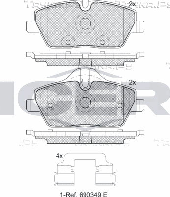 Тормозные колодки Icer передние для BMW i3 I (I01) 2013-2026. Артикул 181662-200