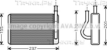 Радиатор отопителя (печки) AVA. Артикул HY6089