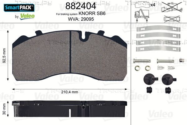 Тормозные колодки Valeo SmartPack передние для MAN TGM 2006-2026. Артикул 882404