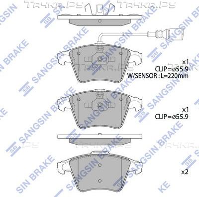 Тормозные колодки Sangsin Hi-Q передние для Volkswagen Multivan T5 2003-2015. Артикул SP1979