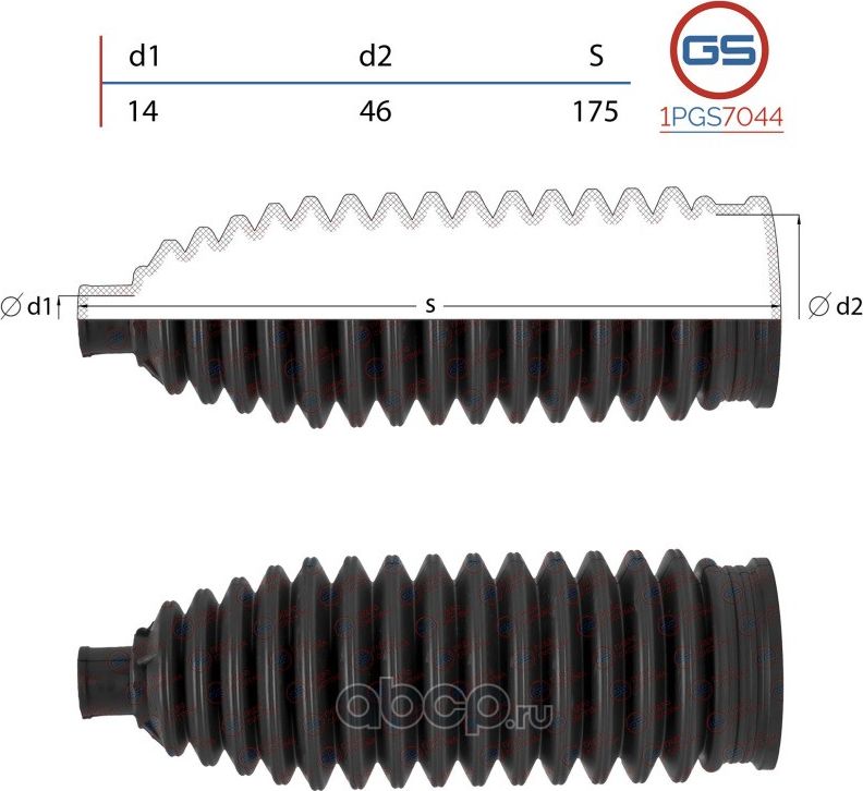 Пыльник рулевой рейки VW Polo Sedan 2011-2020, Skoda Fabia 2014-, Seat Toledo 20 (GS). Артикул 1PGS7044