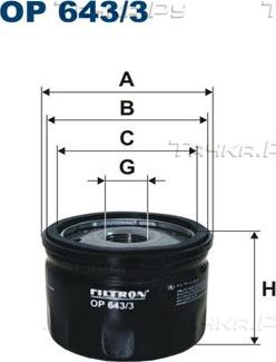 Масляный фильтр Filtron для Nissan Primastar I 2001-2014. Артикул OP 643/3