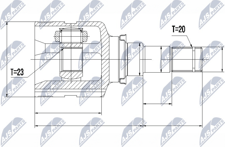 Полуось (привод в сборе, приводной вал) NTY. Артикул NPW-VW-047