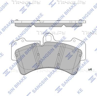 Тормозные колодки Sangsin Hi-Q передние для Porsche Cayenne I (955) 2002-2010. Артикул SP2197