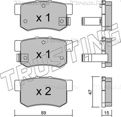 Тормозные колодки Trusting задние для Honda Accord VII 2003-2008. Артикул 176.0