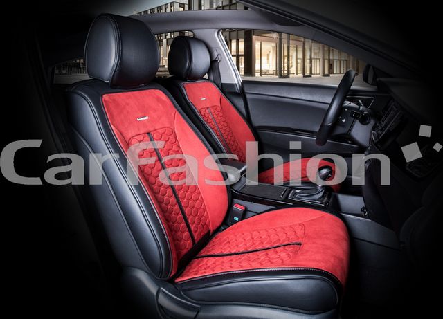 Накидки универсальные CarFashion Stalker Front на передние сидения авто, цвет Красный/Черный/Красный. Артикул 21059