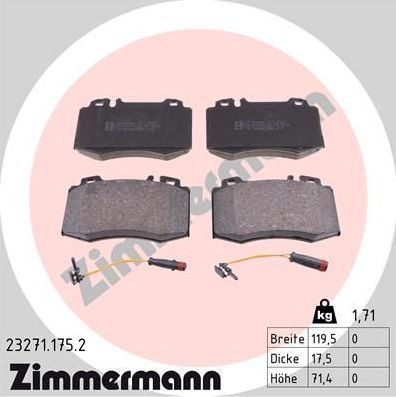 Тормозные колодки Zimmermann. Артикул 23271.175.2