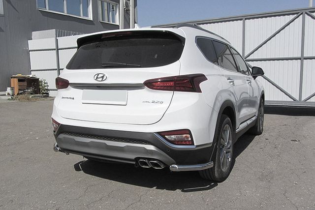 Защита Slitkoff задняя уголки d57 для Hyundai Santa Fe IV 2018-2026. Артикул HSFT18-009