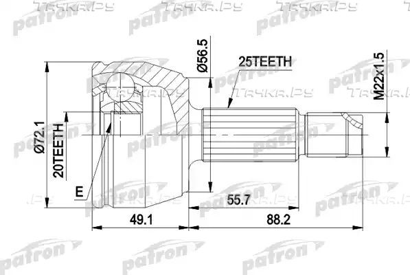 Шрус наружный (граната) Patron. Артикул PCV1283