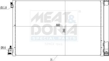Радиатор кондиционера (конденсатор) Meat & Doria для Saab 9-5 II 2010-2012. Артикул 991057