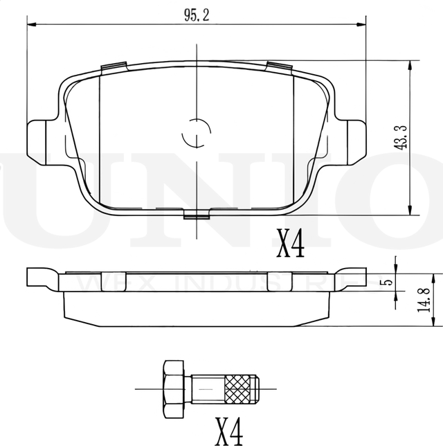 Колодки тормозные дисковые, комплект (Unio). Артикул BRP-20406