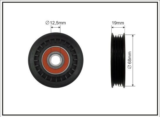 Направляющий (ведущий) ролик приводного поликлинового ремня Caffaro (полимерный материал). Артикул 159-80