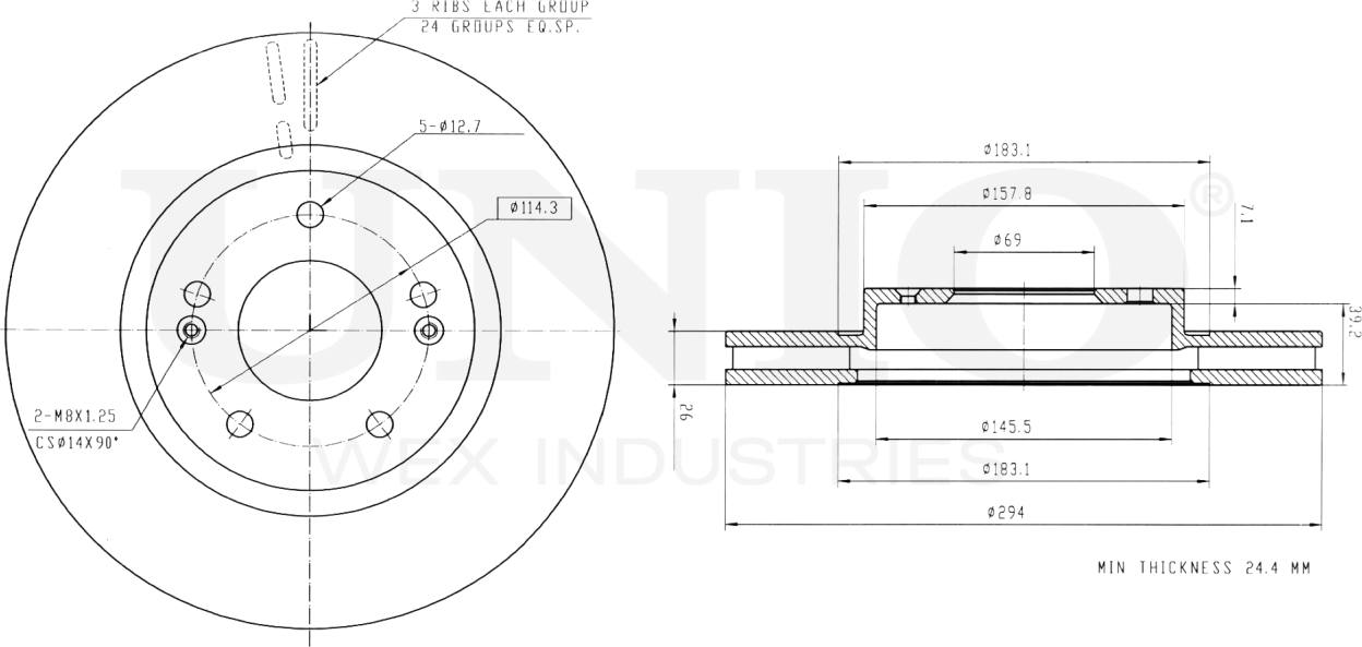 Диск тормозной (Unio). Артикул BRD-20209