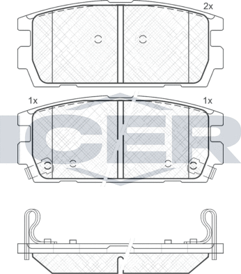 Тормозные колодки Icer задние для Hyundai Terracan I 2001-2006. Артикул 181615