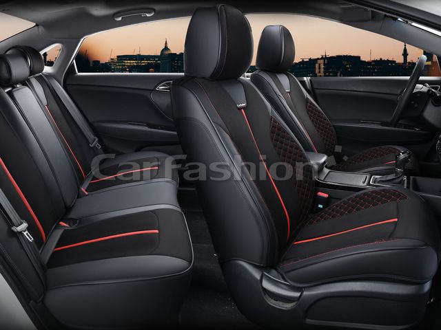 Чехлы универсальные каркасные CarFashion 5D Marshal Plus на сидения авто, цвет Черный/Черный/Красный. Артикул 27284